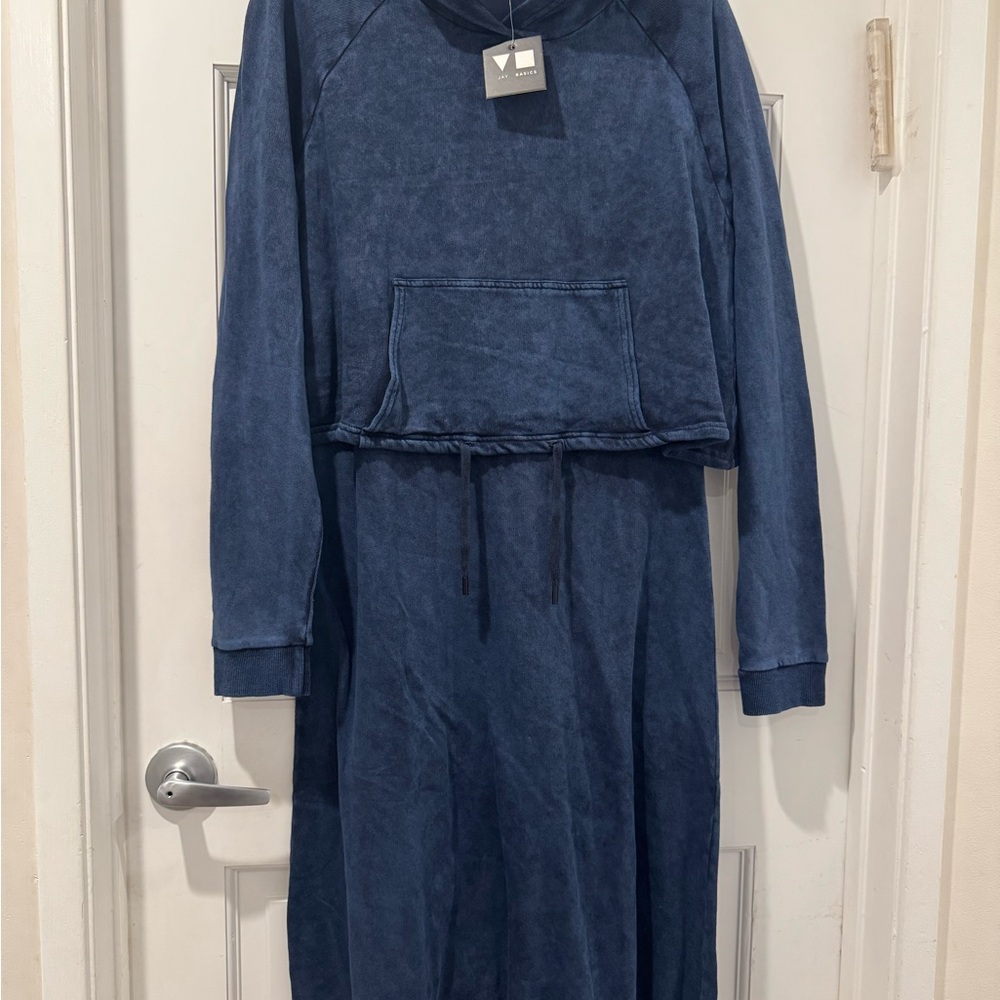 Blue Tiered Long Sleeve Dress